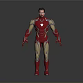 A Man Wearing Red And Gold Iron Man Armor Standing In Gray Background