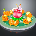 Vibrant Themed Play Architecture Featuring Pink Flower Shape Butterfly Decoration Ladybug Cars Green Circular Base