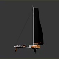 Modern Orange And Black Sail Catamaran Model With Reflective Base And Seating Area 3d model