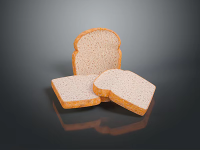 Fresh Sliced Bread Loaf With Crusty Edges On Reflective Black Surface 3d model