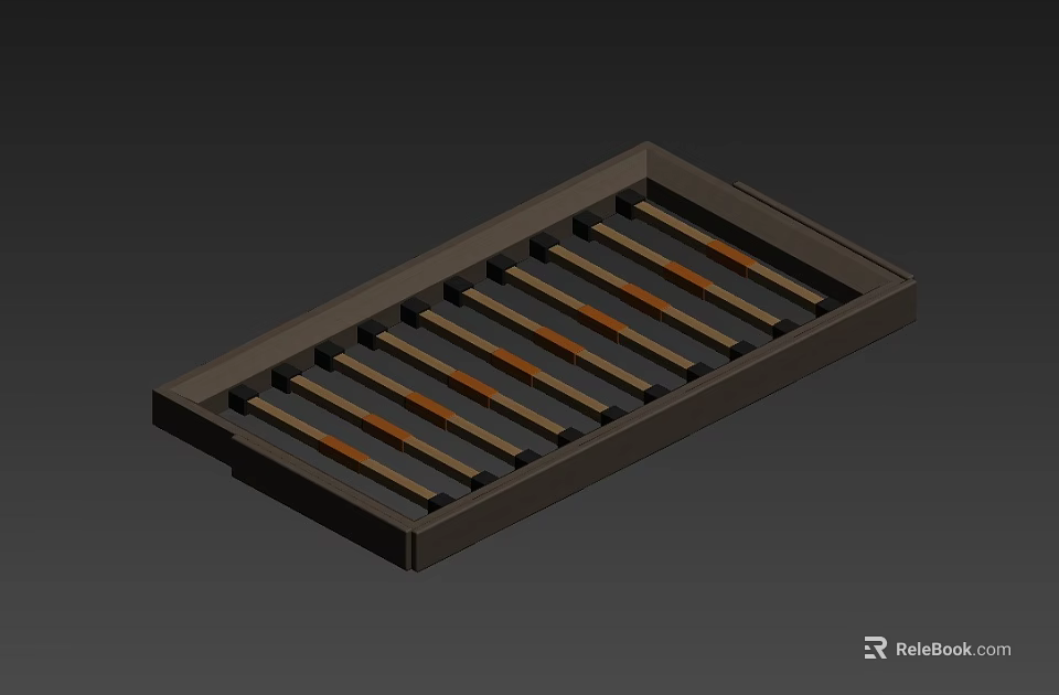 Wooden Hangers Organized In Rectangular Storage Tray With Parallel Design 3d model 