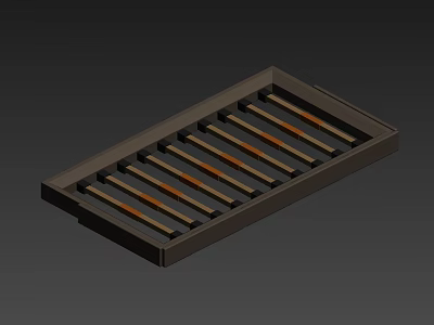 Wooden Hangers Organized In Rectangular Storage Tray With Parallel Design 3d model