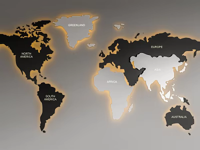 Illuminated World Map Wall Decor With Geographic Design And Modern Aesthetic 3d model