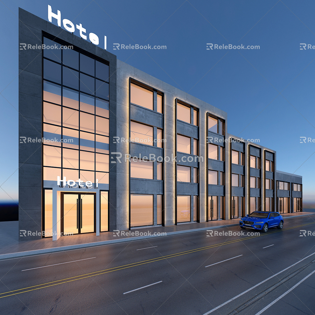 Modern Door Head Hotel Door Head Jaguar Car Road 3d model