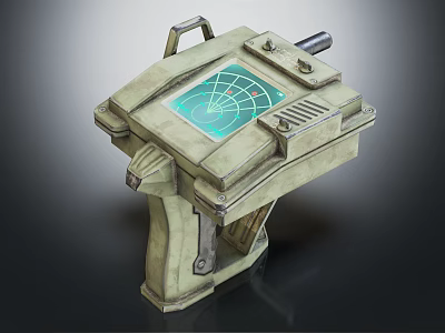 Portable Metallic Radar Equipment With Green Screen Display And Mechanical Handle 3d model