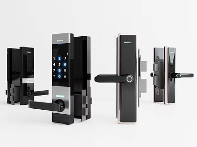 Smart Door Handles With Electronic Keypad Black Silver Various Styles Design 3d model