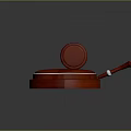 Red Wooden Gavel Placed On Red Base With Silver Decorative Ring For Home Living