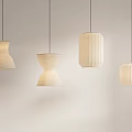 Modern Minimalist Fabric Pendant Lights With Various Shapes On Light Wall