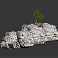 Natural Garden Landscape With Rock Formations Stone Path And Small Tree