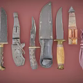Vintage Knives and Daggers Collection With Various Handles and Blade Designs