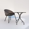 Modern Woven Outdoor Chair with Black Metal Frame and Matching Table