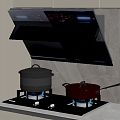 Modern Smoke Machine Stove Cooker Cooker Range Hood Gas Stove Kitchen Supplies 3d model