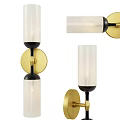 Modern Wall Sconce Lighting With Cylindrical White Glass Shade And Gold Black Accents