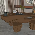 Tea table stool combination 3d model