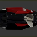 Evinrude Red Black Outboard Motor With Metallic Propeller And Sleek Design