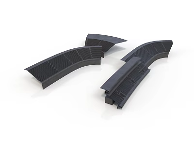 Black Curved Architectural Components With Multiple Arched Designs And Smooth Surfaces 3d model