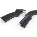 Black Curved Architectural Components With Multiple Arched Designs And Smooth Surfaces