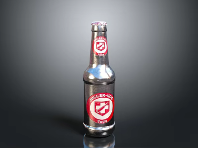 Metallic Beer Bottle With Red Logo And 500ml Label Design 3d model