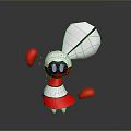 Stylized Game Movie Character With White And Red Body Large Ears Blue Eyes Red Limbs