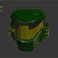 Green Tactical Weapon Helmet With Gold Visor And Side Lights