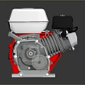 Red And White Small Gasoline Engine With Starter Handle And Cooling Fan Housing