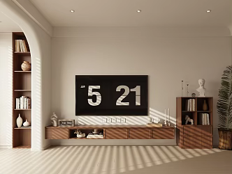 Quiet TV Cabinet TV Background Low Cabinet Bucket Cabinet Decorative Cabinet Bookcase 3d model