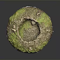 Circular Natural Landscape With Green Moss and Hollow Depression Surrounded By Small Stones