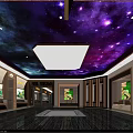 Cultural Center Interior Design With Wooden Decor Display Counters And Art Exhibits