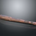 Wooden Bat With Natural Texture And Rope Wrapped Handle Design