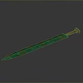 Ancient Bronze Sword With Green Patina And Decorative Patterns On Blade 3d model