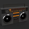 Vintage Portable Speaker With Black And Orange Design Handle And Large Speakers