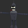 Robot Character With Outstretched Arms Cigar In Mouth And Beer Bottle