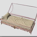 Pink Framed Decorative Daybed With Transparent Cover And Beige Cushion