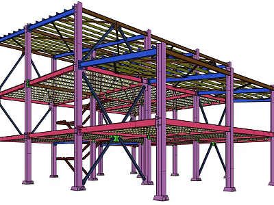 Industrial Steel Structure Framework for Multi Layer Factory Building Construction 3d model