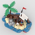 LEGO toy blocks island pirate shipwreck fishing 3d model