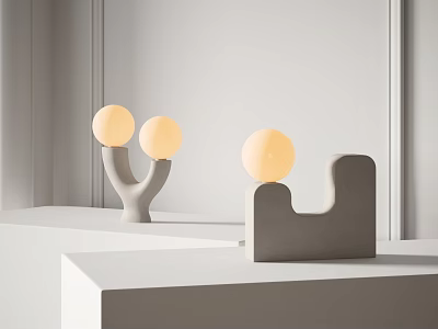 Modern Table Lamps with Y Shaped U Shaped Bases Spherical Bulbs Minimalist Design Warm Lighting 3d model