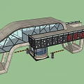 Modern Entrance Gate Design With Curved Glass Roof Concrete Supports And Security Booth