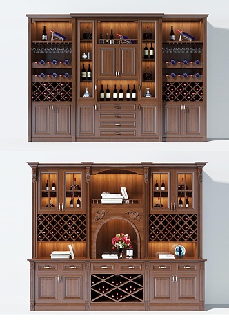 American solid wood wine cabinet custom wine cabinet dining side wine cabinet red wine cabinet 3d model