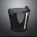 Silver Metal Household Bucket With Sturdy Handle And Red Accent Detail For Daily Use