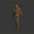 Game Movie Character Soldier In Military Uniform With Rifle Hat And Gear