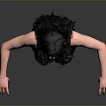 Game Movie Female Character With Long Black Hair Black Jumpsuit Yellow Belt And High Heels