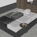 Fabric Multi-Person Sofa Fabric Backrest Sofa Fabric Combination Sofa Metal Side Table Pillow Carpet Solid Wood Side Cabinet Kettle Water Cup 3d model