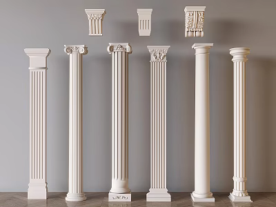 Classical White Columns Display Various Designs With Decorative Capitals And Styles 3d model
