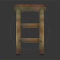 3D Pixel Art Wooden Stool With Square Seat And Ladder Steps