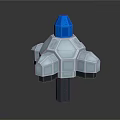 Mechanical Equipment With Blue Hexagonal Top And Silver Gray Structure On Black Pole
