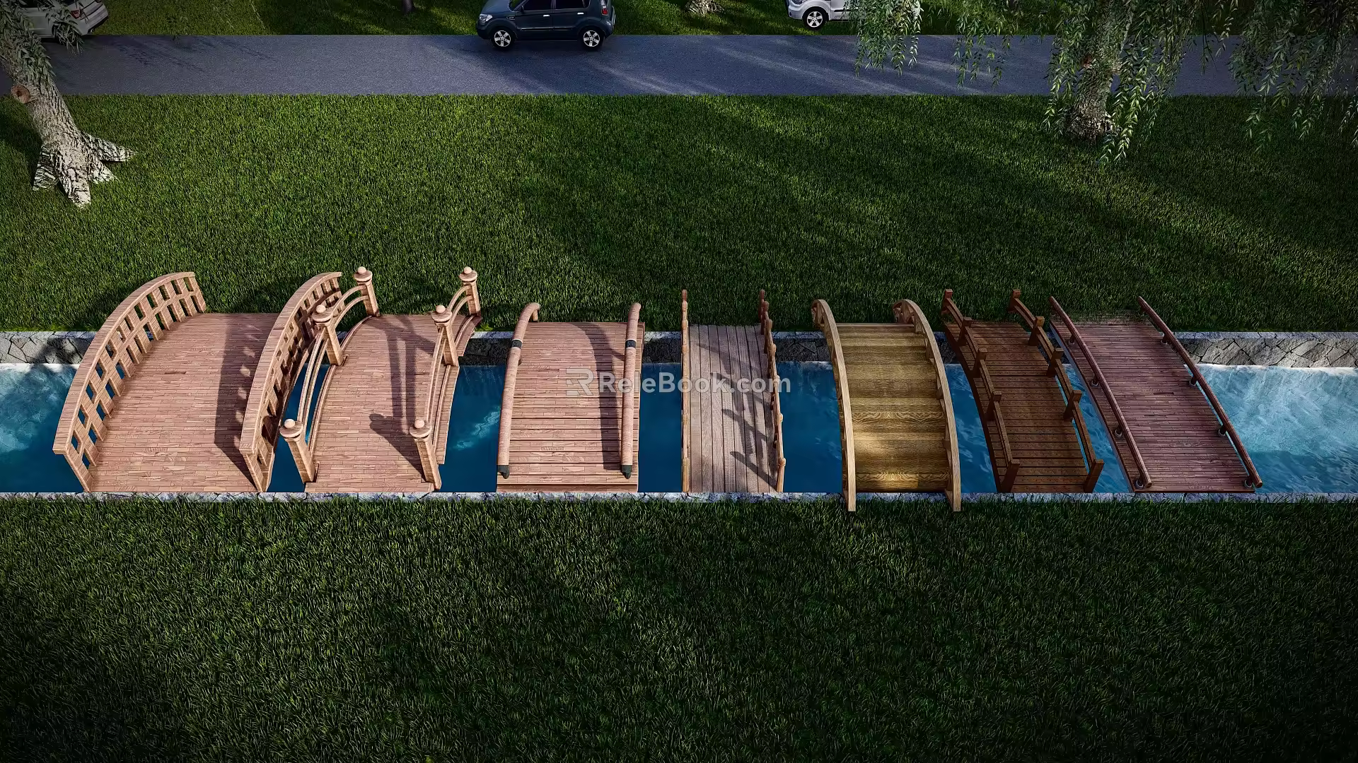 Wooden bridge trestle bridge Xiao Qiao is a wooden bridge landscape bridge arch bridge 3d model