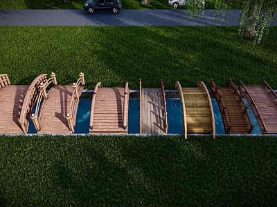 Wooden bridge trestle bridge Xiao Qiao is a wooden bridge landscape bridge arch bridge 3d model