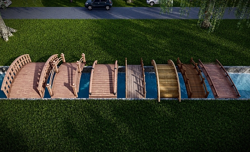 Wooden bridge trestle bridge Xiao Qiao is a wooden bridge landscape bridge arch bridge 3d model