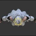 Female Angelic Creature Character 3D Model With Front Back Views White Gown Golden Accents