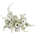 White Anemone Flower Arrangement in Ceramic Vase with Greenery and Babys Breath